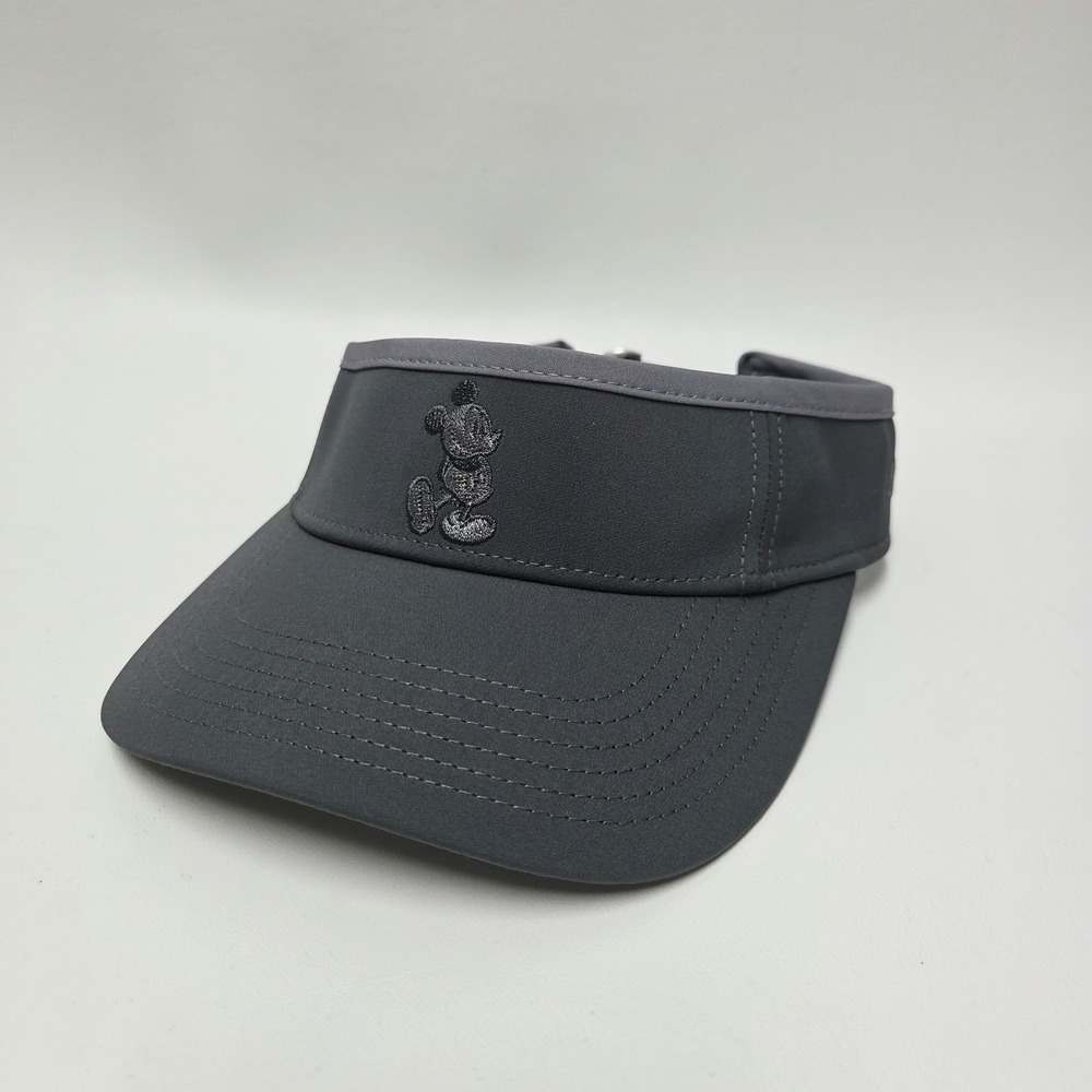 Disney Visor Hat Adult Grey Adjustable Mickey Mouse Strapback Tennis Golf